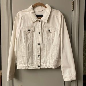 Black Rivet Distressed White Jean Jacket